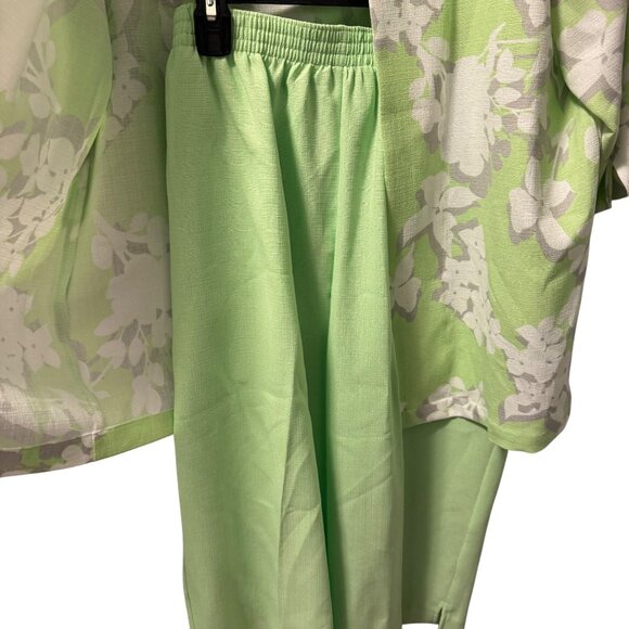 BonWorth Womens Floral Two-Piece Set L/XLP Green & White 100% Polyester Spring - Picture 10 of 11